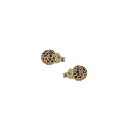 Ασημένια, 925, επιχρυσωμένο σκουλαρίκια μπίλιες, στολισμένα με πολύχρωμα ζιργκόν