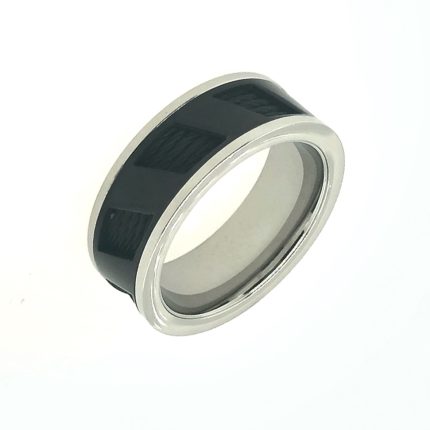 Ανδρικό ατσάλινο δαχτυλίδι σε ασημί και μαύρο χρώμα