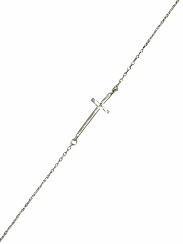 Ασημένιο, 925, επιπλατινωμένο βραχιόλι με σταυρό