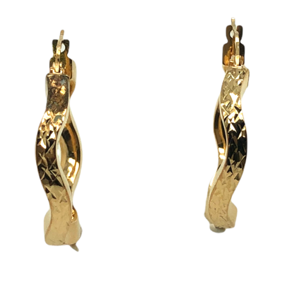 Χρυσά σκουλαρίκια κρίκοι, 14 καρατίων, με σφυρήλατο κυμματιστό σχέδιο