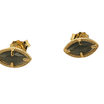 Ασημένια, 925, επιχρυσωμένα σκουλαρίκια με γκρι κρύσταλλα