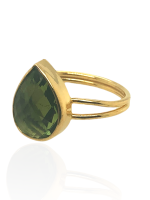 Ασημένιο, 925, επιχρυσωμένο δαχτυλίδι, one size, με πράσινο ζιργκόν σε σχήμα σταγόνας