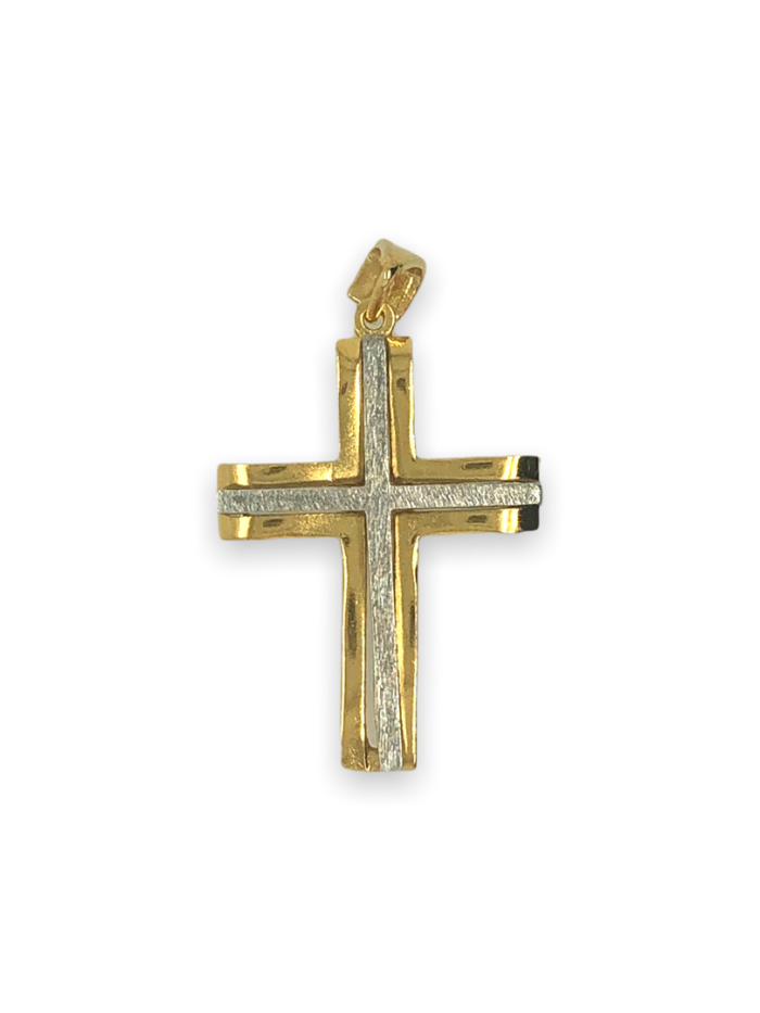 Ασημένιος, 925, δίχρωμος σταυρός με ματ και λουστρέ επεξεργασία