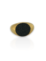 Ασημένιο, 925, επιχρυσωμένο δαχτυλίδι, one size, στολισμένο με μαύρα ζιργκόν.