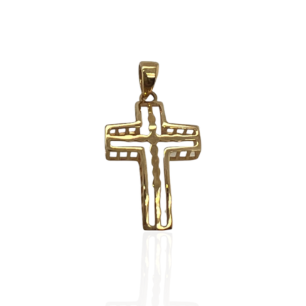 Χρυσός, 14 καρατίων, unisex σταυρός, με διάτρητο σχεδιασμό