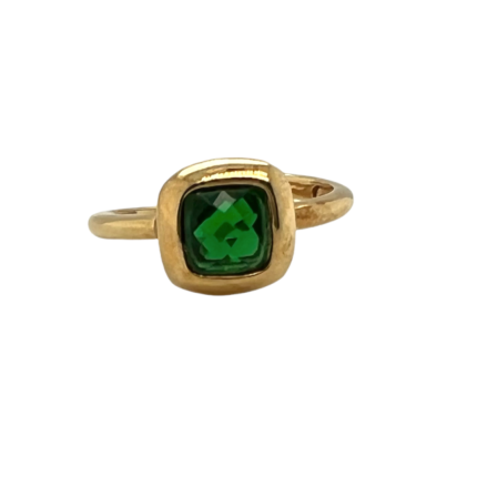 Ασημένιο, 925, επιχρυσωμένο δαχτυλίδι, one size, με πράσινο ζιργκόν