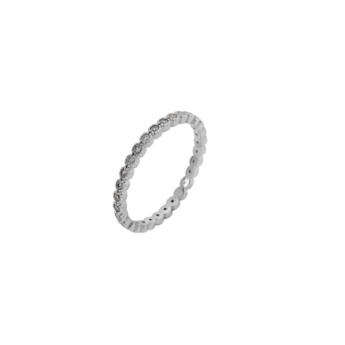Ασημένιο, 925, επιπλατινωμένο δαχτυλίδι σειρέ με λευκά ζιργκόν