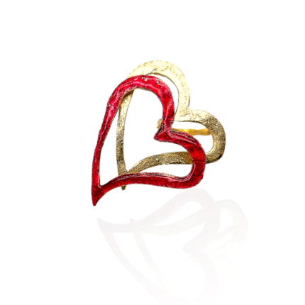 Μπρούντζινο χειροποίητο εντυπωσιακό δαχτυλίδι, καρδιές, one size