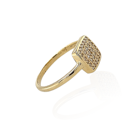Χρυσό γυναικείο δαχτυλίδι, 9 καρατίων, στολισμένο με λευκά ζιργκόν
