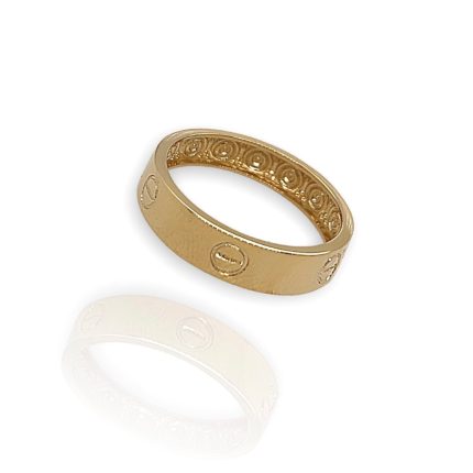 Χρυσό unisex δαχτυλίδι, 9 καρατίων, βεράκι μεανάγλυφα σχέδια βίδας