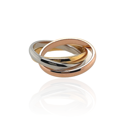 Ατσάλινο τρίβερο δαχτυλίδι, στα τρία χρώματα του χρυσού