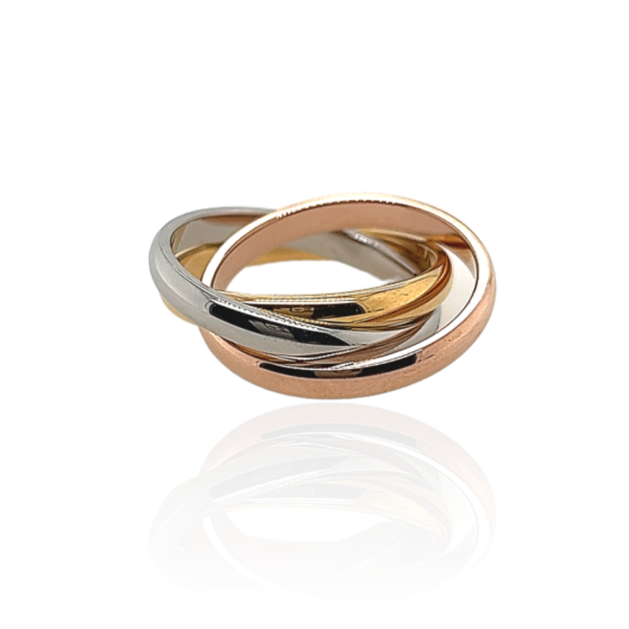 Ατσάλινο τρίβερο δαχτυλίδι, στα τρία χρώματα του χρυσού