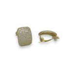 Ασημένια, 925, επιχρυσωμένα σκουλαρίκια, με clips, στολισμένα με λευκά ζιργκόν
