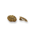 Ασημένια, 925, επιχρυσωμένα σκουλαρίκια, με clips, με ανάγλυφα σχέδια λουλουδιών