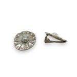 Ασημένια, 925, χειροποίητα σκουλαρίκια με clips, στολισμένα με λευκά μαργαριτάρια