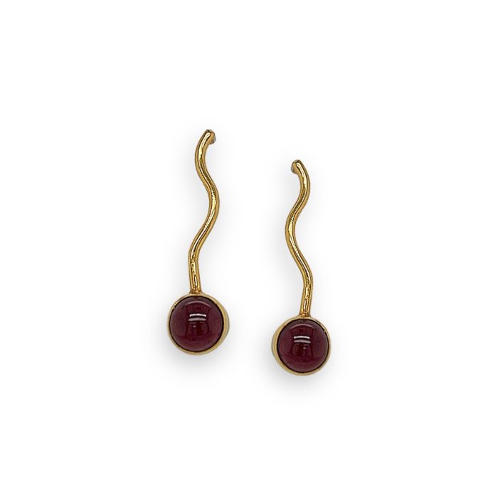 Nina Gold E-shop | Χειροποίητο κόσμημα, Πύργος Ηλείας Ασημένια, 925, επιχρυσωμένα σκουλαρίκια με ορυκτές πέτρες γρανάδα