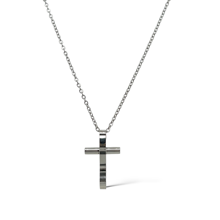 Nina Gold E-shop | Χειροποίητο κόσμημα, Πύργος Ηλείας Ανδρικός ατσάλινος σταυρός με αλυσίδα μήκους 55 εκατοστών