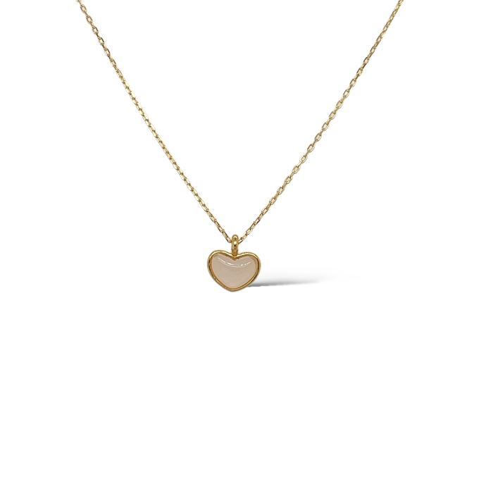 Nina Gold E-shop | Χειροποίητο κόσμημα, Πύργος Ηλείας Ασημένιο, 925, επιχρυσωμένο αλυσιδάκι με ορυκτή πέτρα, σε σχήμα καρδιάς