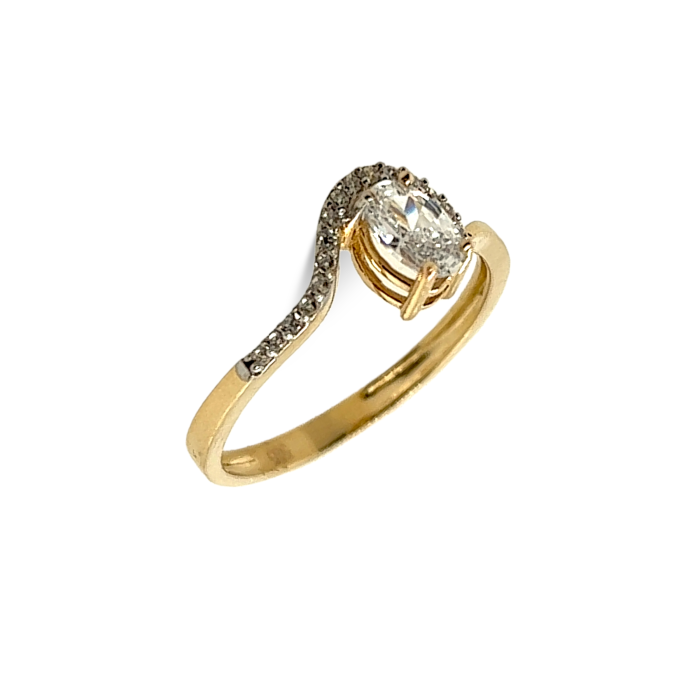 Nina Gold E-shop | Χειροποίητο κόσμημα, Πύργος Ηλείας Χρυσό μονόπετρο δαχτυλίδι σε, 14 καρατίων, με ζιργκόν και σχέδιο πετάλου