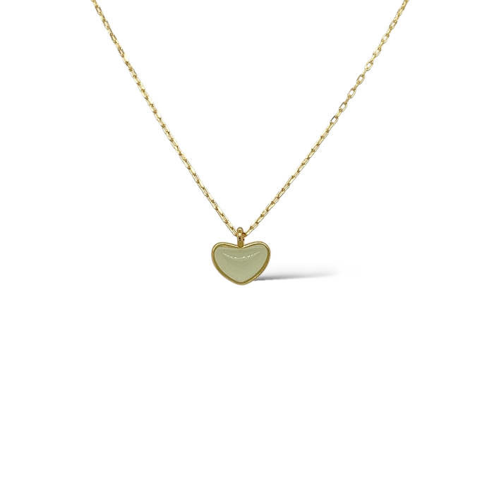 Nina Gold E-shop | Χειροποίητο κόσμημα, Πύργος Ηλείας Ασημένιο, 925, επιχρυσωμένο αλυσιδάκι με ορυκτή πέτρα, σε σχήμα καρδιάς