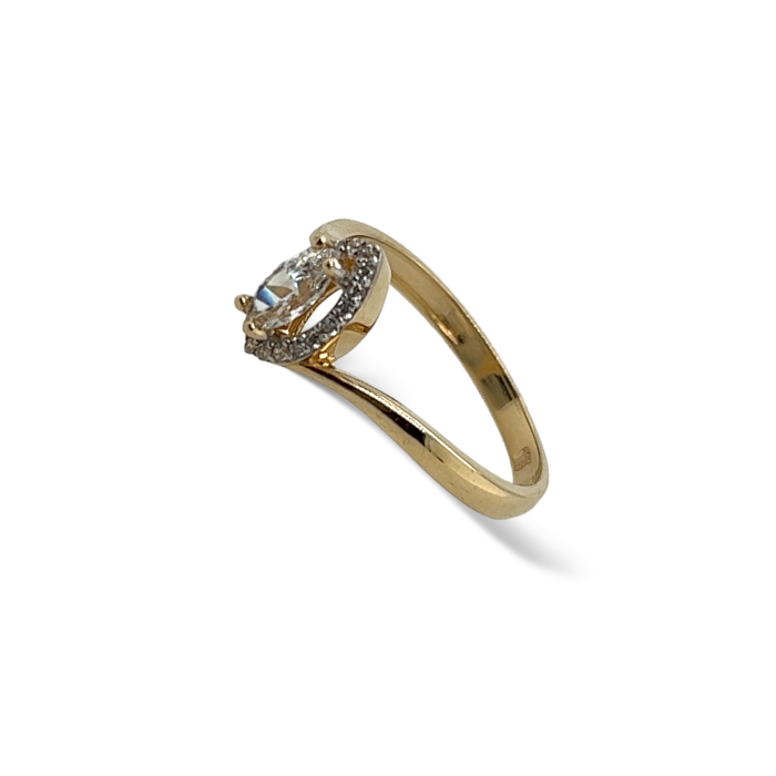 Nina Gold E-shop | Χειροποίητο κόσμημα, Πύργος Ηλείας Χρυσό μονόπετρο δαχτυλίδι, 14 καρατίων, με ζιργκόν