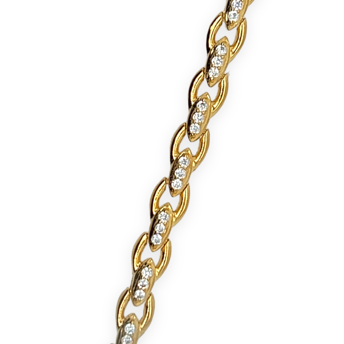 Nina Gold E-shop | Χειροποίητο κόσμημα, Πύργος Ηλείας Ασημένιο, 925, επιπχρυσωμένο βραχιόλι ριβιέρα,  στολισμένο με λευκά ζιργκόν