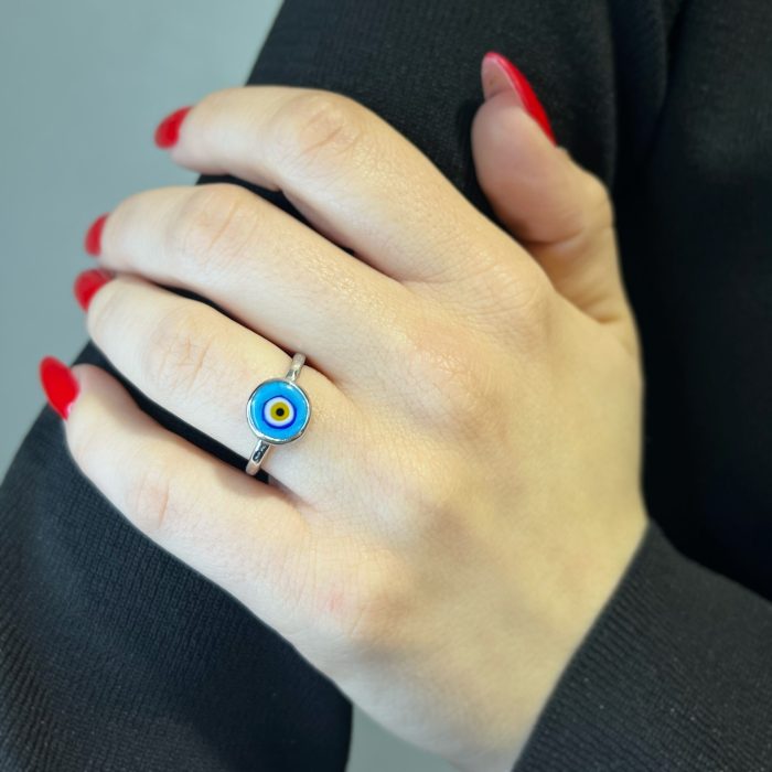 Nina Gold E-shop | Χειροποίητο κόσμημα, Πύργος Ηλείας Ασημένιο, 925, επιπλατινωμένο δαχτυλίδι, one size, με μάτι