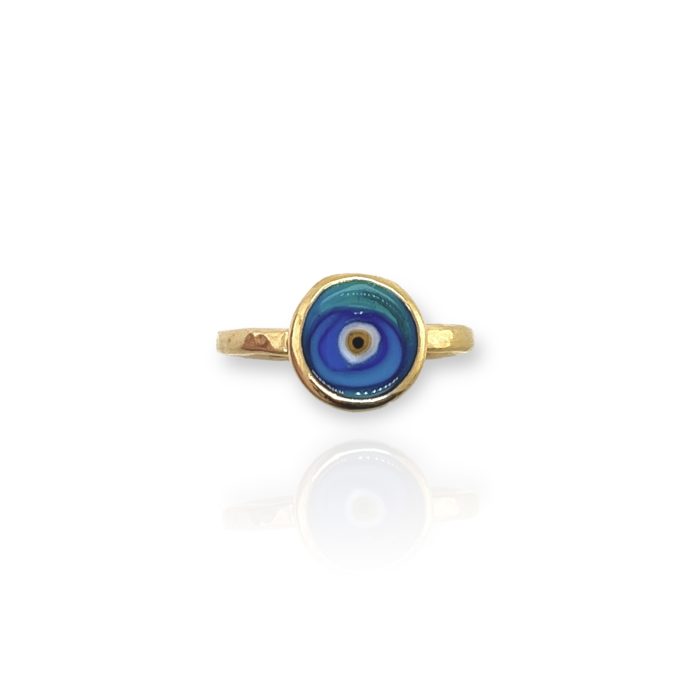Nina Gold E-shop | Χειροποίητο κόσμημα, Πύργος Ηλείας Ασημένιο, 925, επιχρυσωμένο δαχτυλίδι, one size, με μάτι