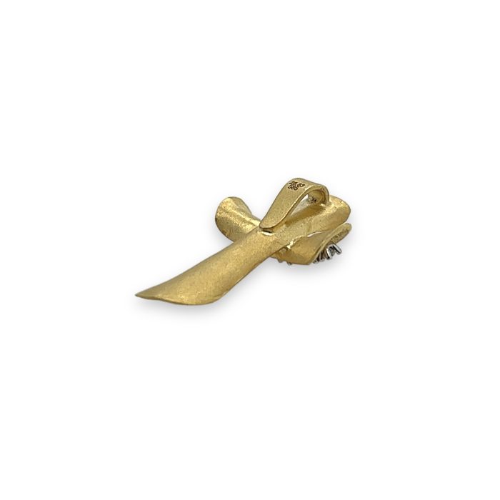 Nina Gold E-shop | Χειροποίητο κόσμημα, Πύργος Ηλείας Τρισδιάστατος χειροποίητος χρυσός σταυρός, 14 καρατίων, στολισμένος με λευκά ζιργκόν