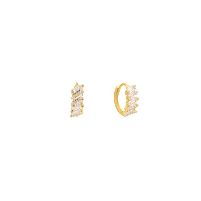 Nina Gold E-shop | Χειροποίητο κόσμημα, Πύργος Ηλείας Ασημένια, 925, επιχρυσωμένα κρικάκια, στολισμένα με λευκά ζιργκόν