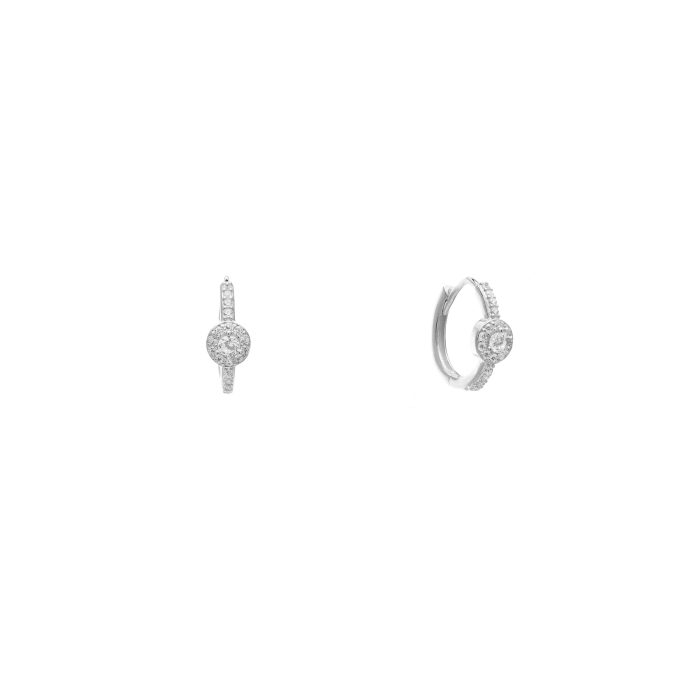 Nina Gold E-shop | Χειροποίητο κόσμημα, Πύργος Ηλείας Ασημένια, 925, επιπλατινωμένα κρικάκια, στολισμένα με λευκά ζιργκόν