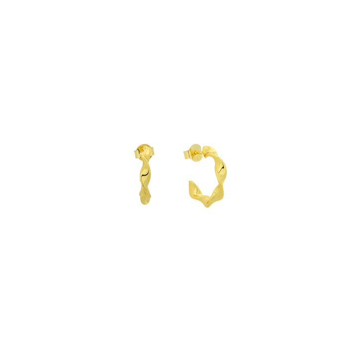 Nina Gold E-shop | Χειροποίητο κόσμημα, Πύργος Ηλείας Ασημένια, 925, επιχρυσωμένα στριφτά κρικάκια