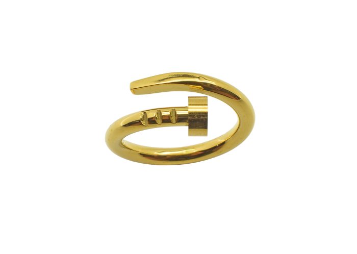Nina Gold E-shop | Χειροποίητο κόσμημα, Πύργος Ηλείας Ατσάλινο γυναικείο δαχτυλίδι σε κίτρινο χρυσό, σχέδιο καρφί