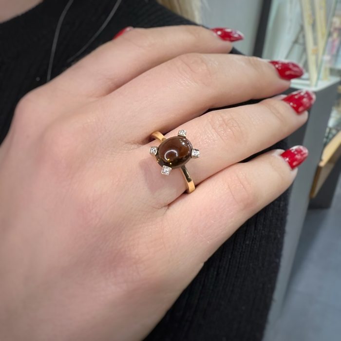 Nina Gold E-shop | Χειροποίητο κόσμημα, Πύργος Ηλείας Χρυσό χειροποίητο γυναικείο δαχτυλίδι 14 καρατίων με σιτρίν και ζιργκόν, No 54