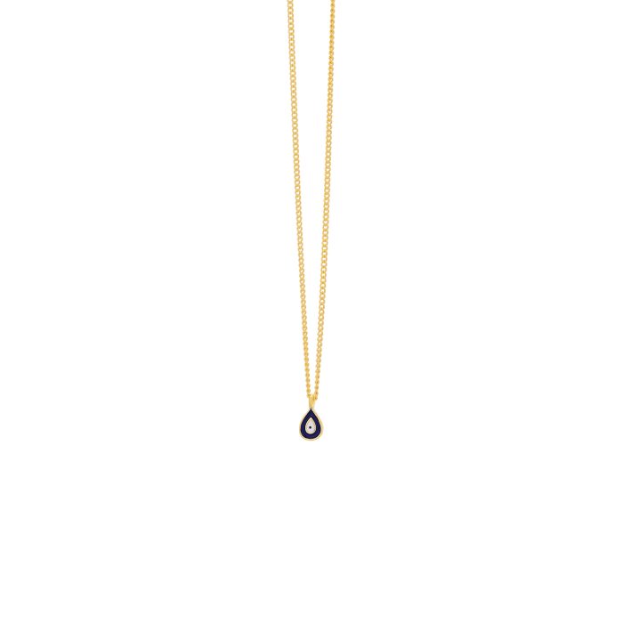 Nina Gold E-shop | Χειροποίητο κόσμημα, Πύργος Ηλείας Ασημένιο, 925, επιχρυσωμένο κολιέ με ματάκι, στολισμένο με σμάλτο