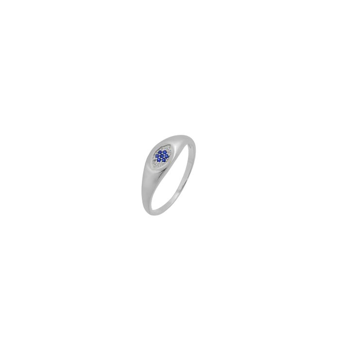 Nina Gold E-shop | Χειροποίητο κόσμημα, Πύργος Ηλείας Ασημένιο, 925, επιπλατινωμένο δαχτυλίδι, με μάτι