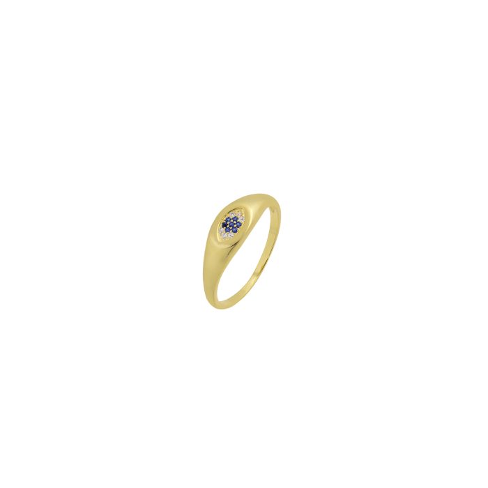 Nina Gold E-shop | Χειροποίητο κόσμημα, Πύργος Ηλείας Ασημένιο, 925, επιχρυσωμένο δαχτυλίδι, με μάτι