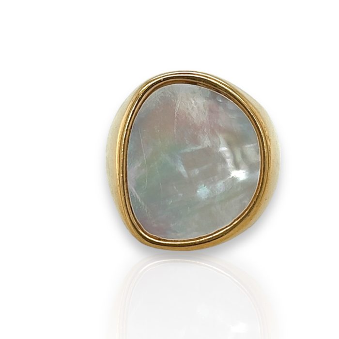 Nina Gold E-shop | Χειροποίητο κόσμημα, Πύργος Ηλείας Ατσάλινο unisex δαχτυλίδι με φίλντισι σε χρυσό χρώμα με ακανόνιστο σχέδιο, No 47, 52, 54, 55, 58, 60