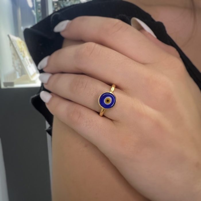 Nina Gold E-shop | Χειροποίητο κόσμημα, Πύργος Ηλείας Ασημένιο, 925, επιχρυσωμένο δαχτυλίδι, one size, με μάτι