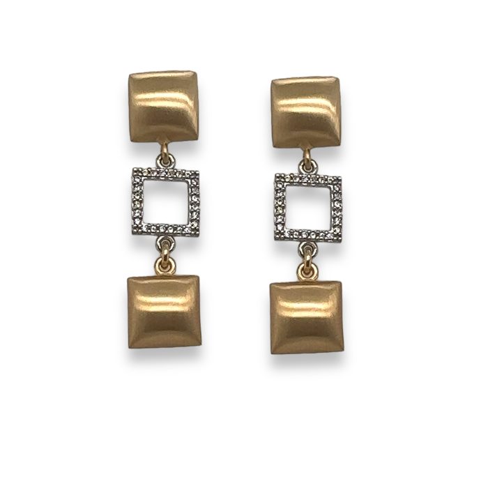 Nina Gold E-shop | Χειροποίητο κόσμημα, Πύργος Ηλείας Ασημένιο, 925, επιχρυσωμένο σετ κολιέ, βραχιόλι και σκουλαρίκια σε διχρωμία μετάλλου, στολισμένο με λευκά ζιργκόν