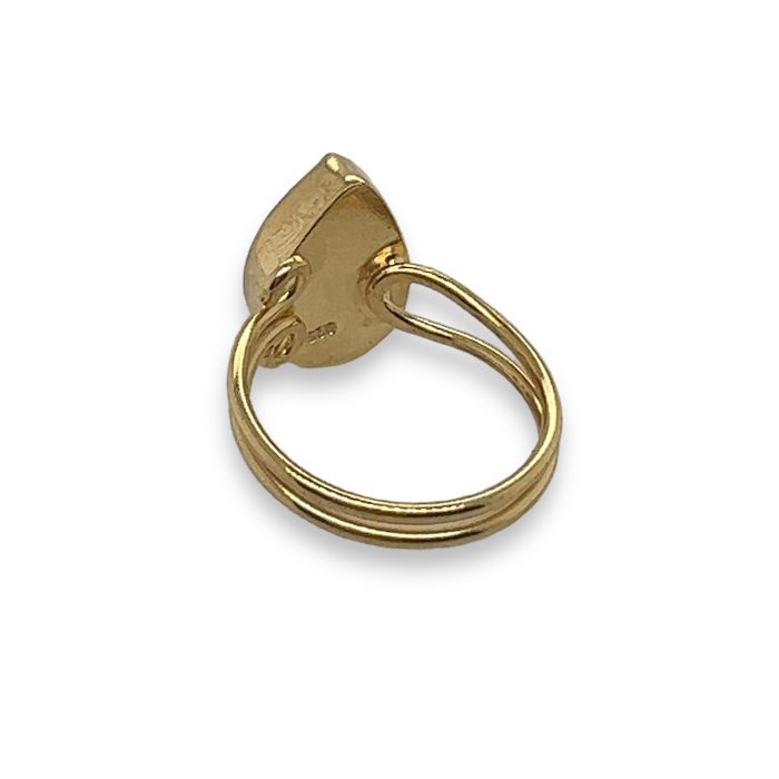 Nina Gold E-shop | Χειροποίητο κόσμημα, Πύργος Ηλείας Ασημένιο, 925, επιχρυσωμένο δαχτυλίδι, one size, με πράσινο ζιργκόν σε σχήμα σταγόνας