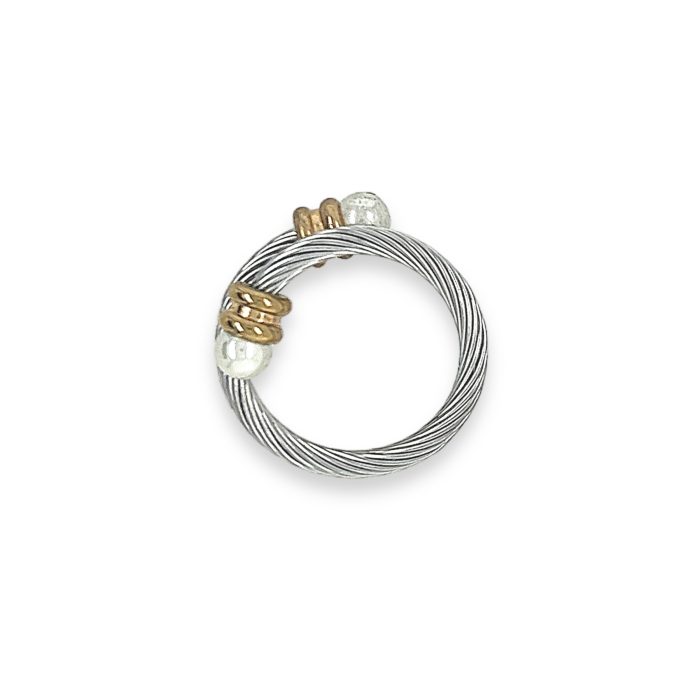 Nina Gold E-shop | Χειροποίητο κόσμημα, Πύργος Ηλείας Ατσάλινο δαχτυλίδι, one size, σε ασημί χρώμα, με πέρλες