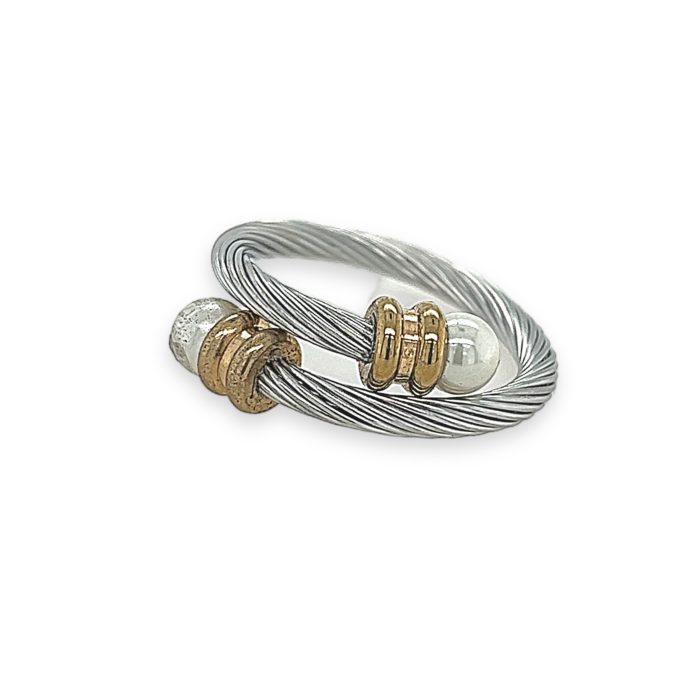 Nina Gold E-shop | Χειροποίητο κόσμημα, Πύργος Ηλείας Ατσάλινο δαχτυλίδι, one size, σε ασημί χρώμα, με πέρλες