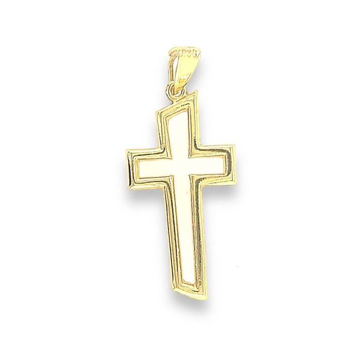 Nina Gold E-shop | Χειροποίητο κόσμημα, Πύργος Ηλείας Ασημένιος, 925, επιχρυσωμένος σταυρός