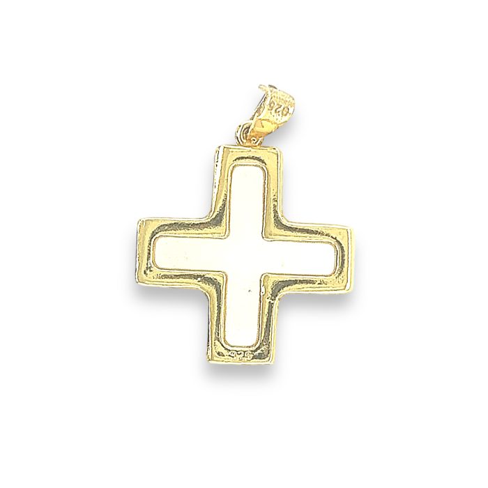 Nina Gold E-shop | Χειροποίητο κόσμημα, Πύργος Ηλείας Ασημένιος, 925, επιχρυσωμένος σταυρός