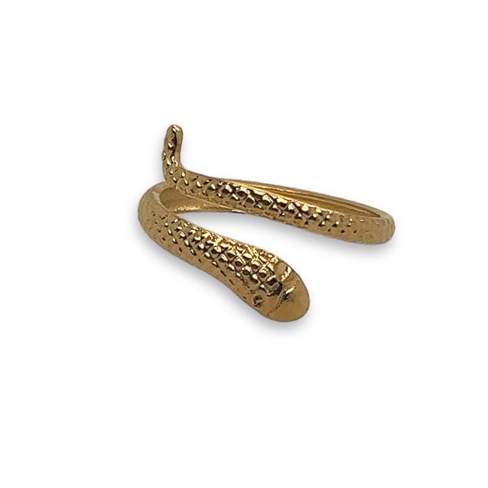 Nina Gold E-shop | Χειροποίητο κόσμημα, Πύργος Ηλείας Ατσάλινο δαχτυλίδι, one size, σχέδιο φίδι, σε χρυσό χρώμα
