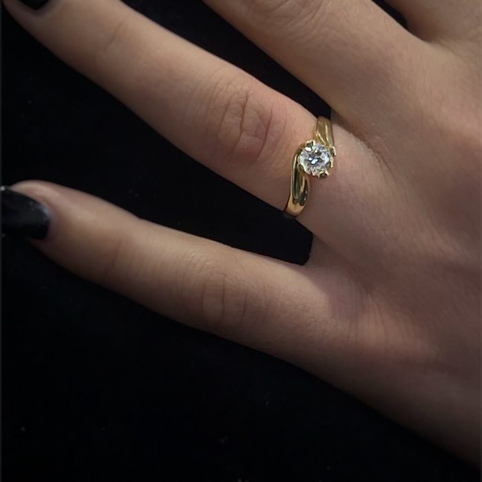 Nina Gold E-shop | Χειροποίητο κόσμημα, Πύργος Ηλείας Χρυσό, 14 καρατίων, μονόπετρο δαχτυλίδι με ζιργκόν, No 55