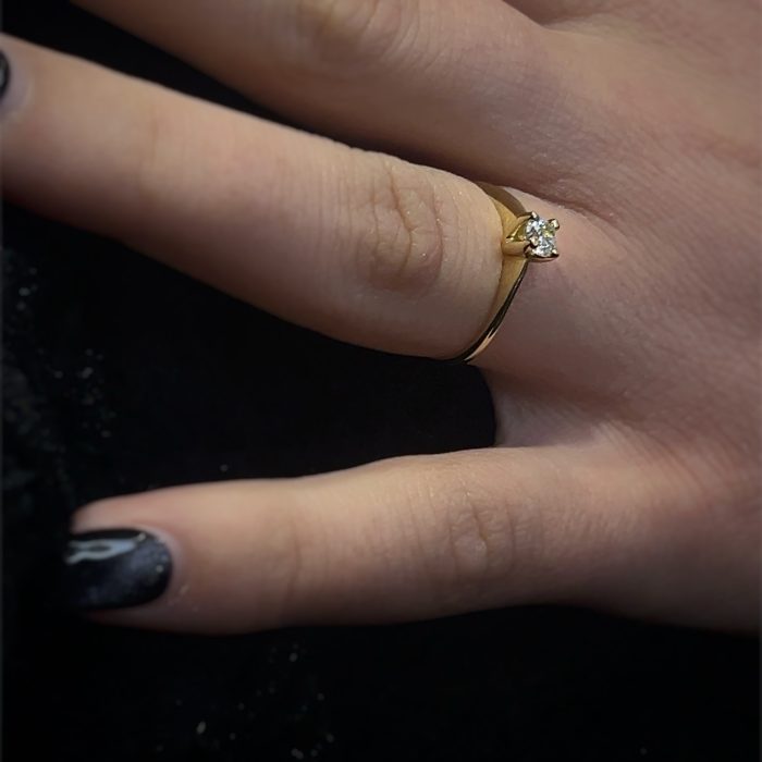 Nina Gold E-shop | Χειροποίητο κόσμημα, Πύργος Ηλείας Χρυσό, 14 καρατίων, μονόπετρο δαχτυλίδι με ζιργκόν, No 52
