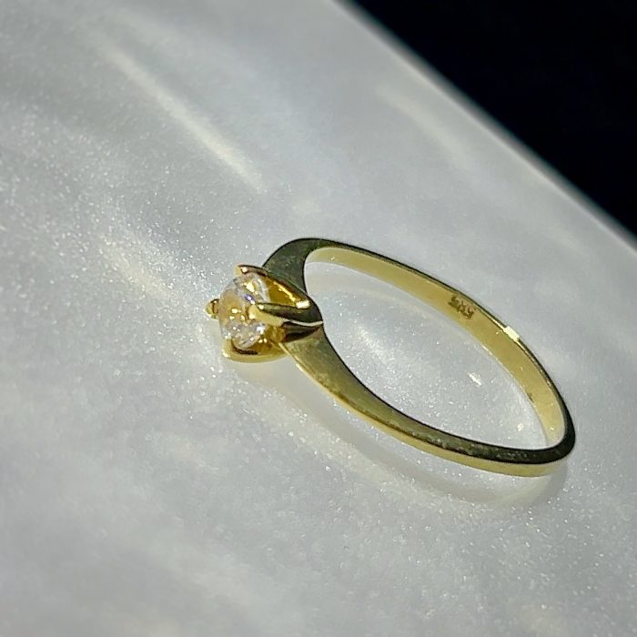 Nina Gold E-shop | Χειροποίητο κόσμημα, Πύργος Ηλείας Χρυσό, 14 καρατίων, μονόπετρο δαχτυλίδι με ζιργκόν, No 52