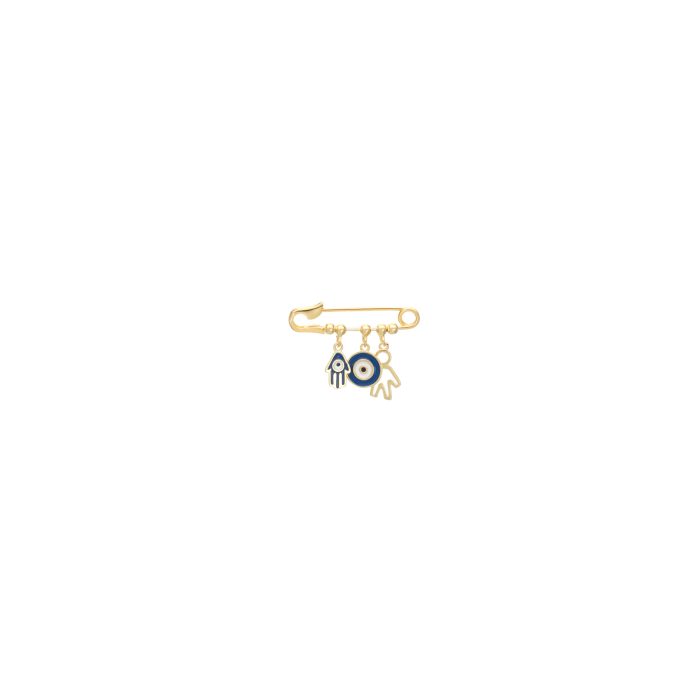 Nina Gold E-shop | Χειροποίητο κόσμημα, Πύργος Ηλείας Ασημένια, 925, επιχρυσωμένη παραμάνα, με μπλε μάτι, χέρι και κρεμαστό αγοράκι